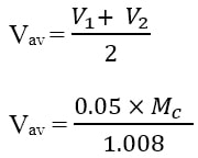 Equations used for calculate average NaOH volume spent for oxalic acid